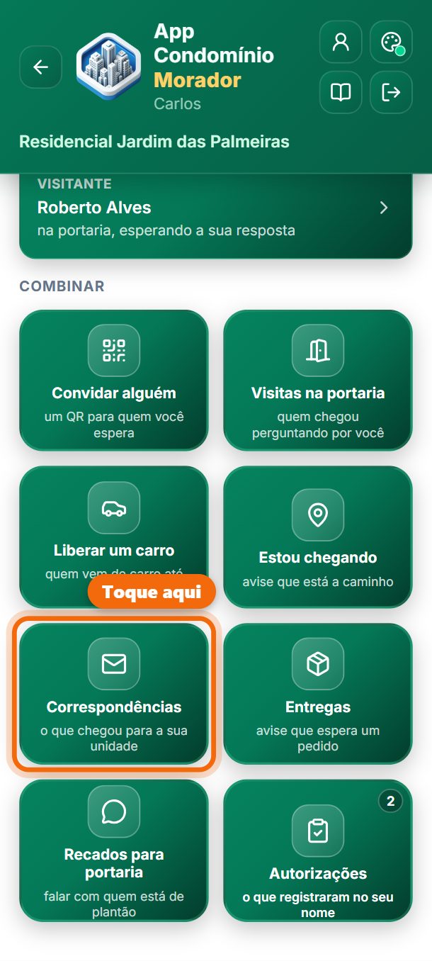 Passo 2: Toque em Correspondências.