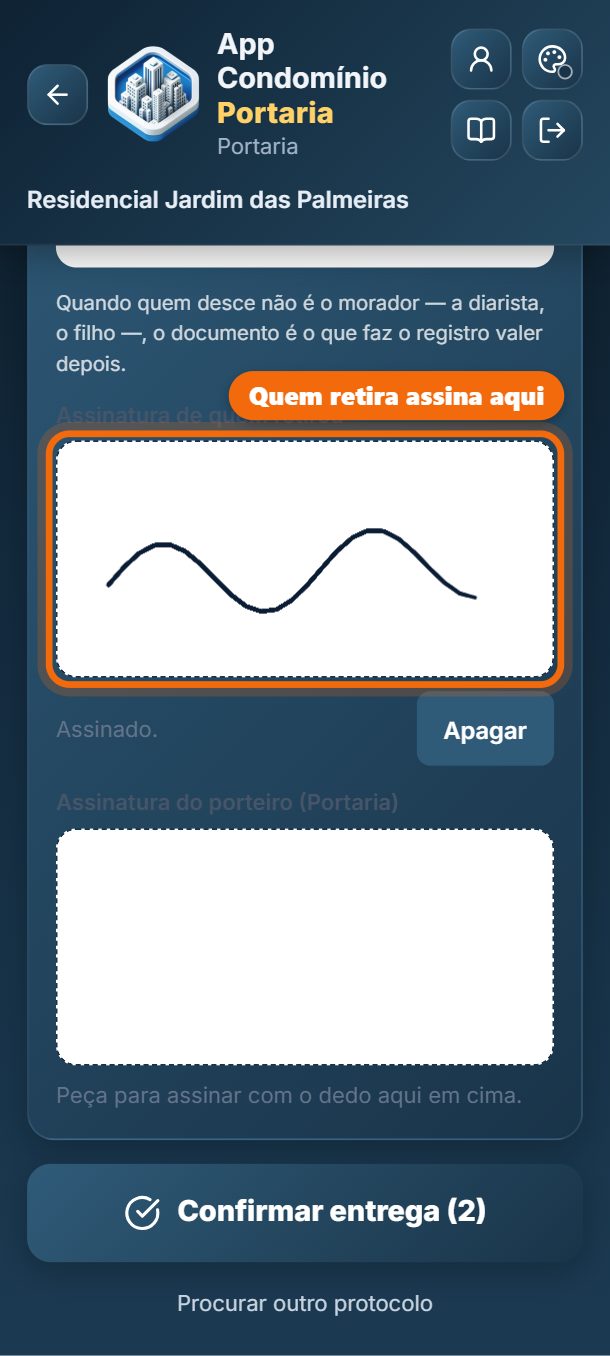 Passo 4: Quem retira assina no quadro, com o dedo.