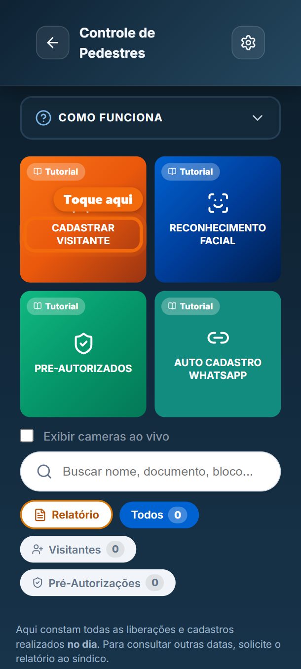 Passo 2: Toque em Cadastrar visitante.