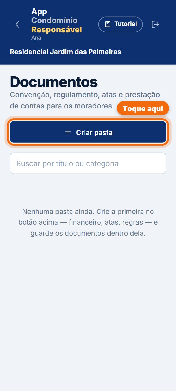 Passo 2: Primeiro, crie uma pasta: toque em Criar pasta.