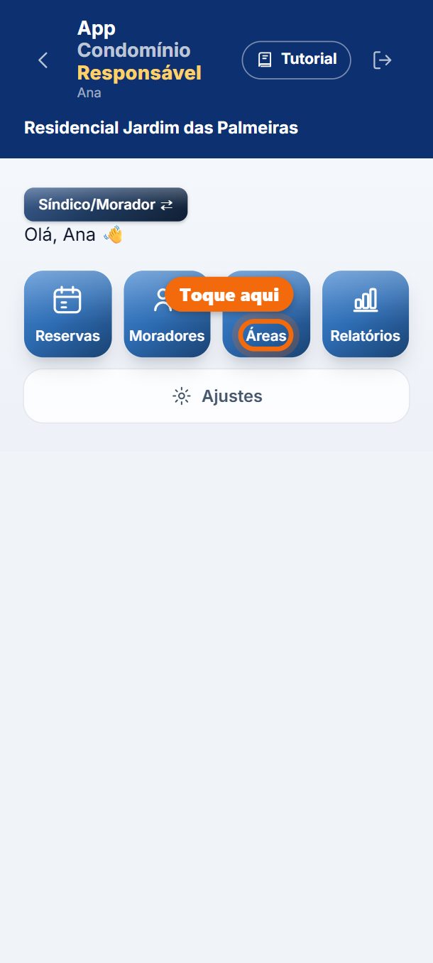 Passo 2: Toque em Áreas.