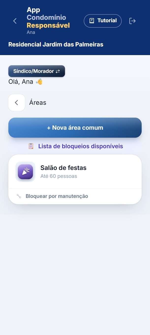 Passo 7: Pronto: a área já aparece para os moradores reservarem.